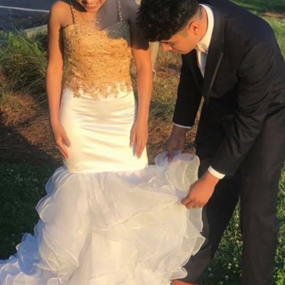 Prom dress white and gold
